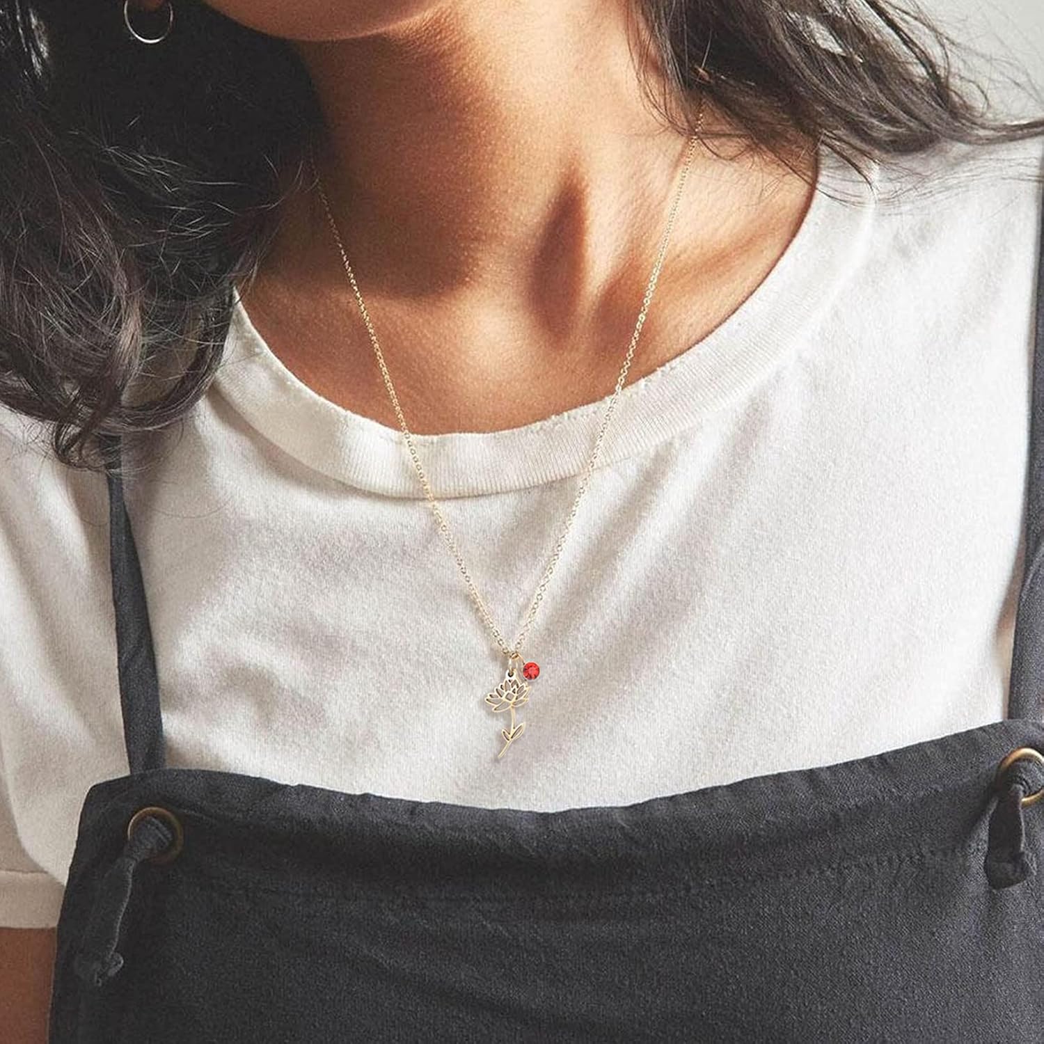 Birth Flower Necklaces Birthday Gifts for Women | 14K Gold Plated Birth Month Floral Birthstone Pendant Necklaces Wildflower Flowered Jewelry Gifts for Mom Friends - Image 5