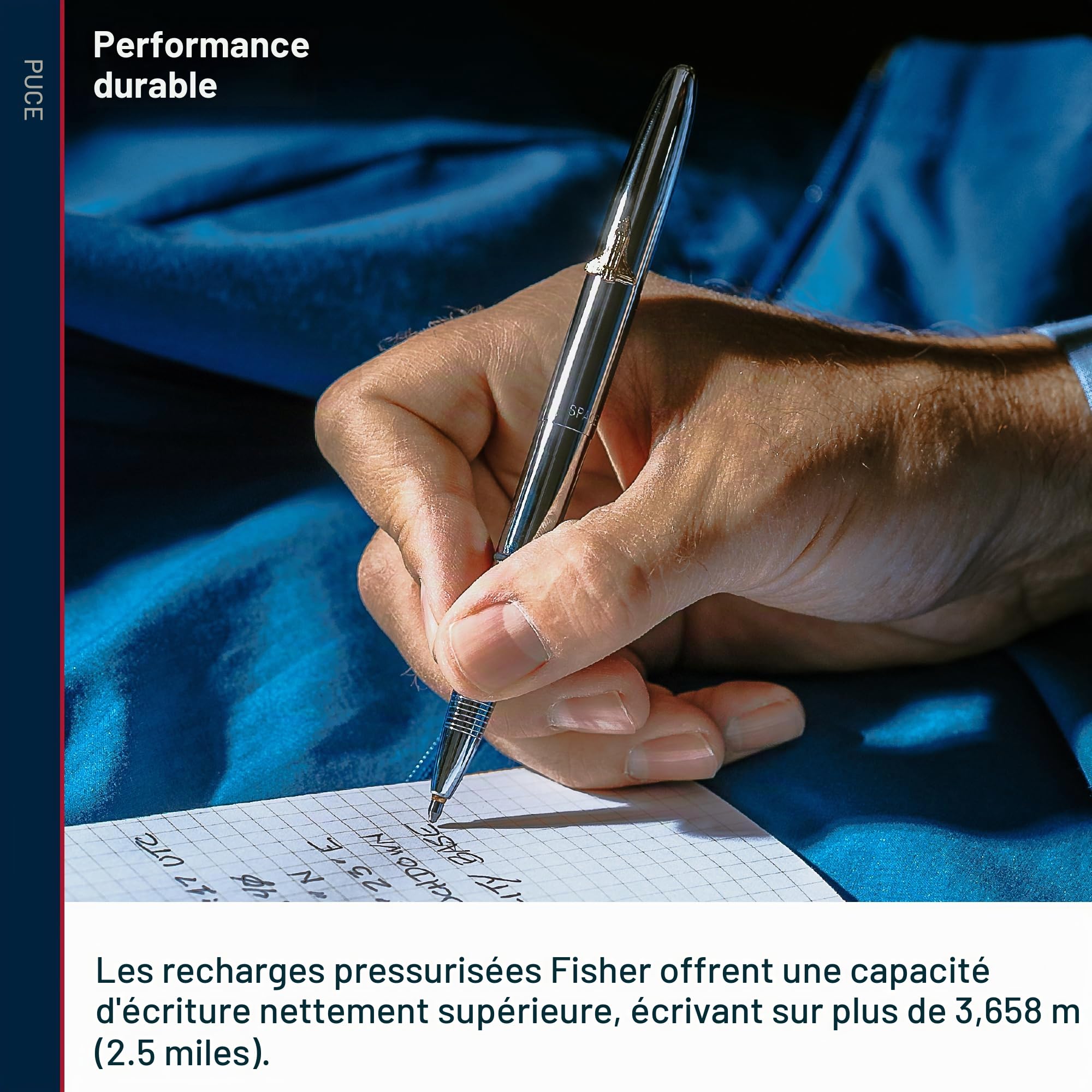 Stylo Fisher Space Bullet chromé et écusson Shuttle avec boîte