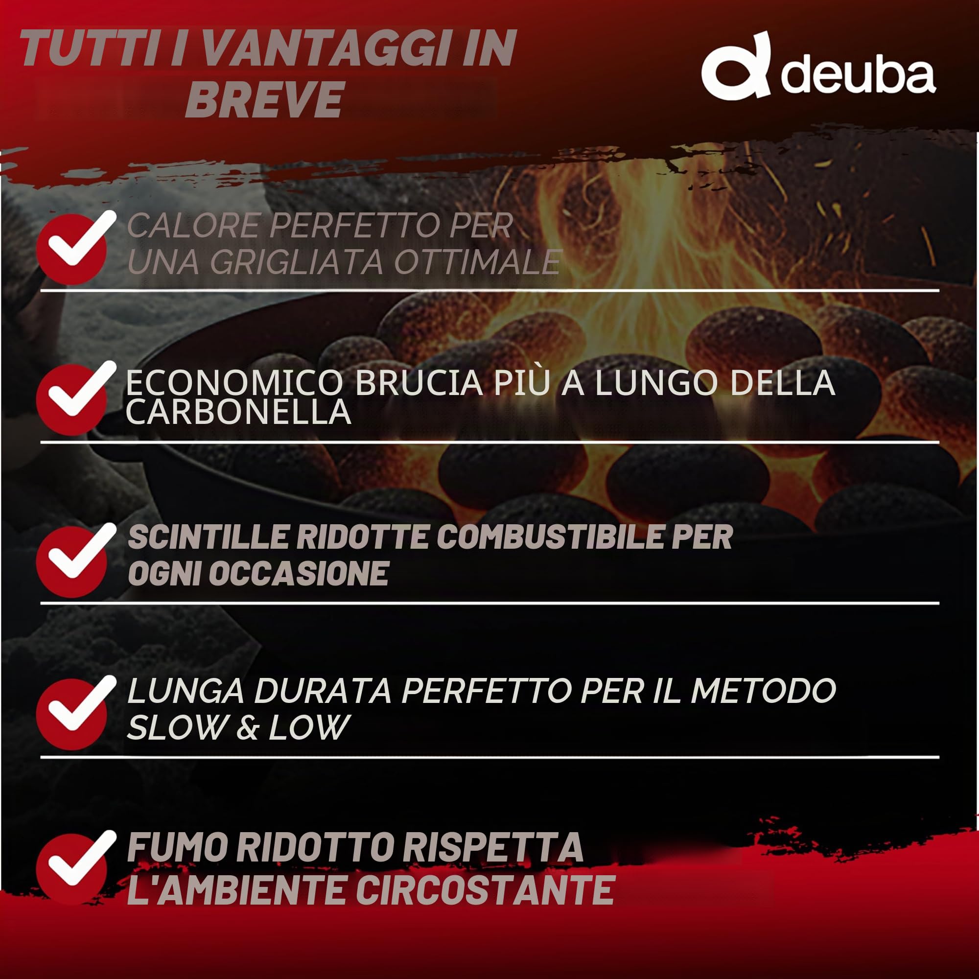 DEUBA® Carbonella per Barbecue 27kg 9 Sacchetti da 3 kg Bricchetti Carbone per Grigliare BBQ Bricchette Grigliata Brace