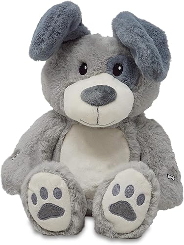 Miniatura 2 de Cuddle Barn Peek & Play Parker - Peluche animado de cachorro gris de 11 pulgadas Reproduce el favorito de cada niño y el primer juego Peek A Boo y