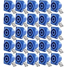 RIVIERA Speaker 4 Pole Square Rectangle - Speakon Female Socket Panel/Chassis Mount - Compatible with Neutrik Speakon NA4LJ, NA4LJX, NL4MP, NL4MPR, NL4FC, NL4FX, NL4 & NL2 Series 20 Pack