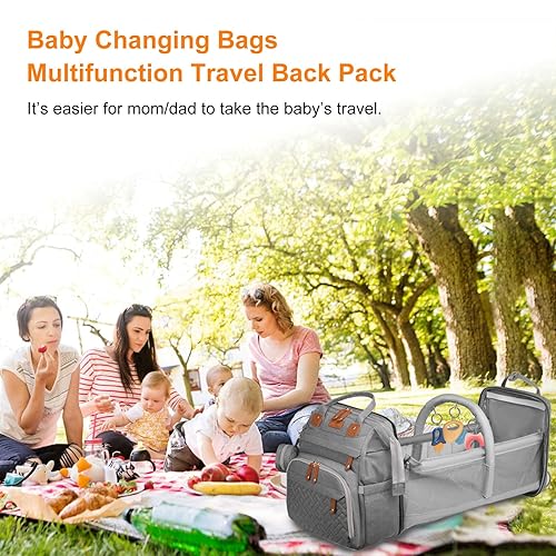 Miniatura 7 de Bolsas de pañales para bebé con estación de cambio, mochila impermeable para pañales para mamás y papás con puerto de carga USB, regalos de baby