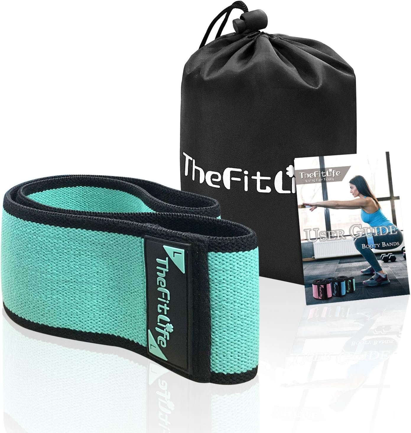 TheFitLife Resistance Bands for Legs and Butt - Cotton Mini Exercise Bands Circle for Booty, Hip, Glute Workout, Anti-Break, Non-Rolling and Non-Slip Wide Fitness Loop Training Bands - Lake Green