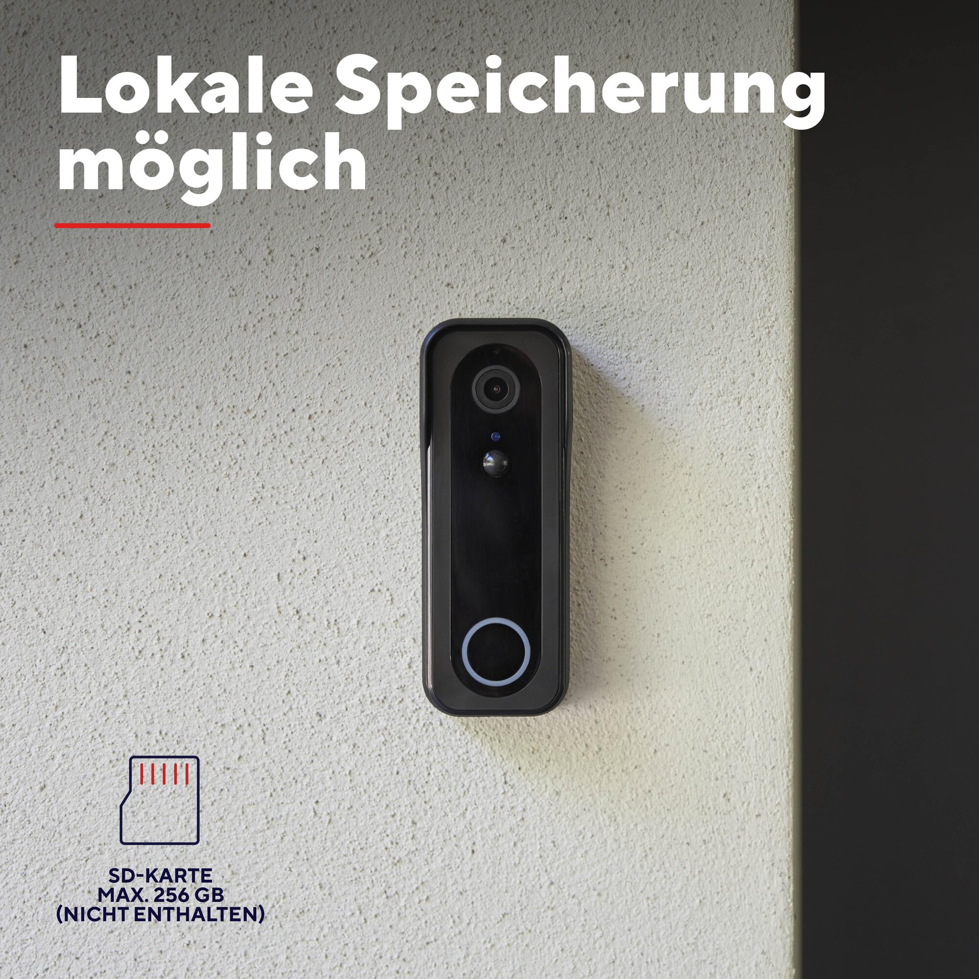 Trust Wi-Fi Video Türklingel mit Chime Kamera 2K HD 3MP Weitwinkel, Smarte Kabellose Video Doorbell mit Gong 30 Melodien, Kompatibel mit App, Wiederaufladbar USB-C, Nachtsicht, Wasserdicht, Schwarz