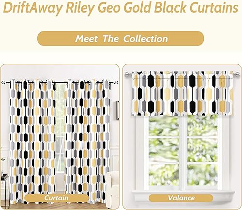 Miniatura 5 de DriftAway Riley Geo - Cenefa de cortina con forro geométrico de mediados de siglo, 2 capas, bolsillo para cortinero, 52 x 18 pulgadas más 2