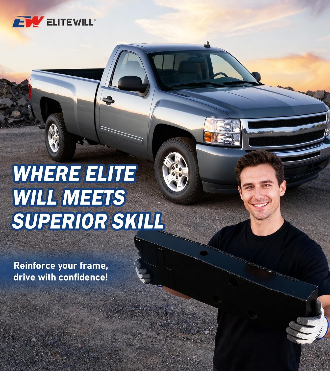 ELITEWILL Center Frame Rust Repair Compatible with 2007-2014 Chevy Silverado 1500 (2nd Gen) & GMC Sierra 1500 (3rd Gen) Regular Cab Standard Bed & Long Bed - No Cab/Bed Removal Required