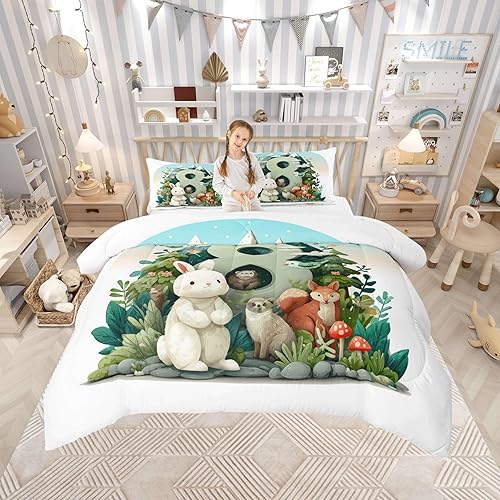 Miniatura 29 de Manfei Juego de ropa de cama Groovy de los años 70 para niños y niñas, juego de edredón retro con margaritas para todas las estaciones, tamaño