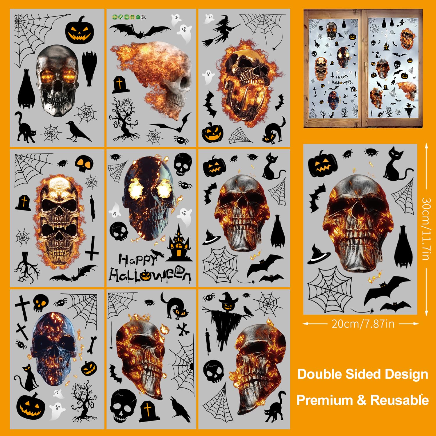 Tomario 9 Sheet Halloween Window Clings Stickers Decoration - Image 4
