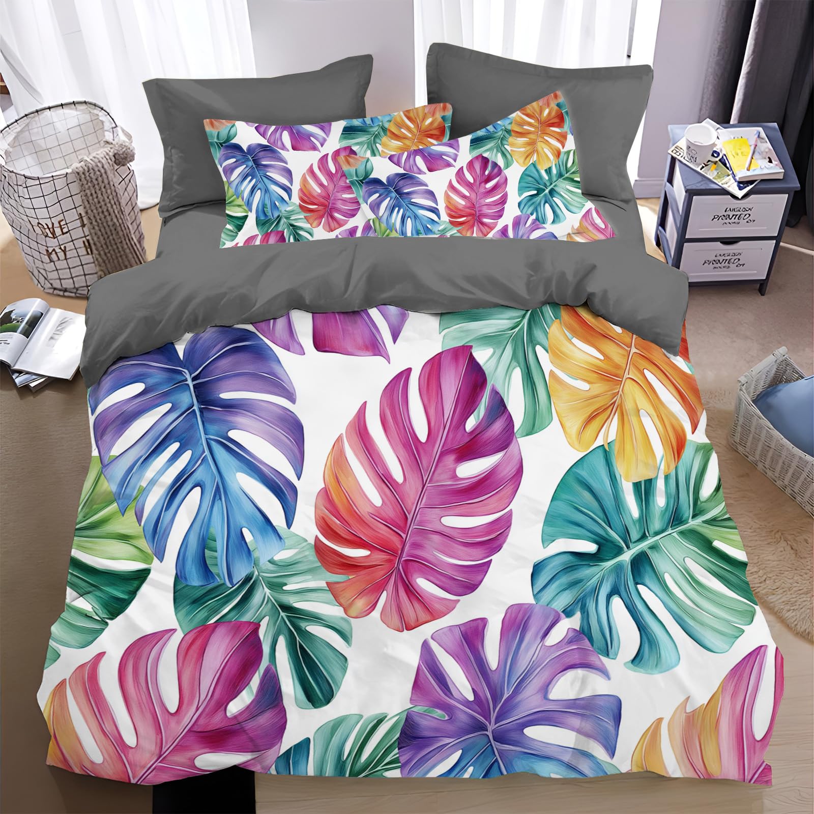Housse de couette 140x200 fermeture éclair pour lit monstre coloré