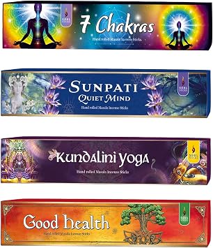 SOUL STICKS Handcrafted Incense Sticks Variety 4 Pack | 100% Natural Masala Incense Organic Home Fragrance Agarbatti | 15 Grams 10 Incense Sticks Per Pack Body & Soul