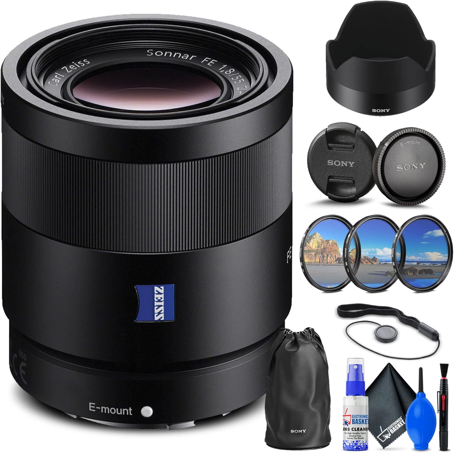 Sony Sonnar T FE 55mm f/1.8 ZA Lens + Kit (Renewed)