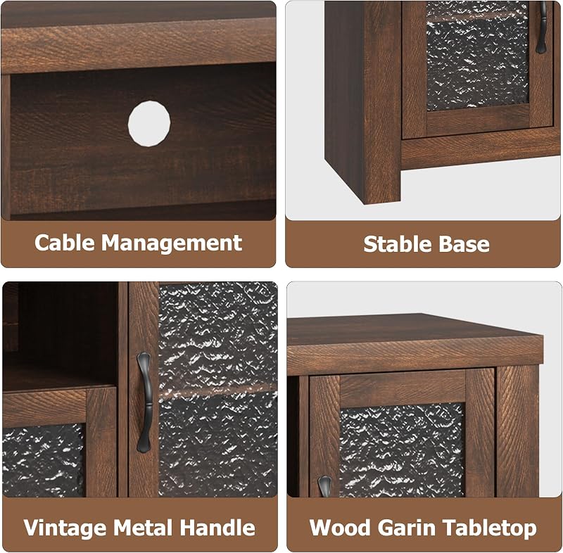 Garvee Farmhouse TV Stand for 65 Inch TV, Entertainment Center with Acrylic Door & Adjustable Shelves, Sideboard Buffet Storage Cabinet for Living Room Bedroom, Rustic Brown image 6