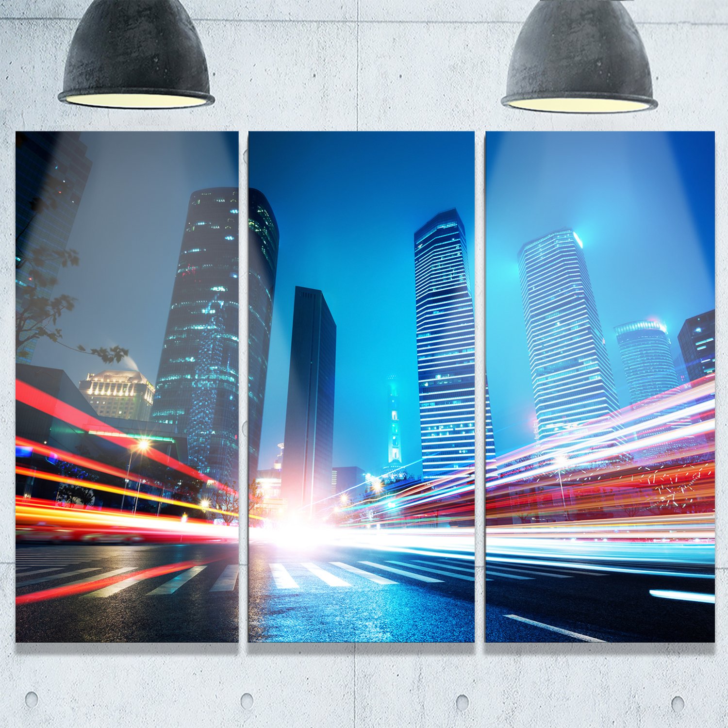 Amazon.co.jp: Designart MT9878-3P 上海ルジアズイ 夜景の財務 メタル