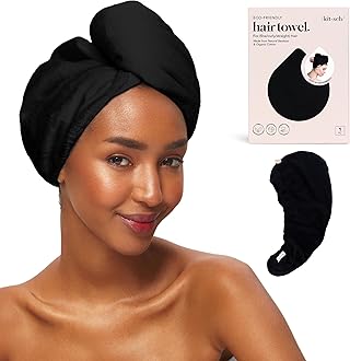 Microfiber Hair Towel Wrap for Women - Super Absorbent Hair Drying Towel - Quick Dry, Anti-Frizz - for Long & Short, Wet & Curly Hair - Black