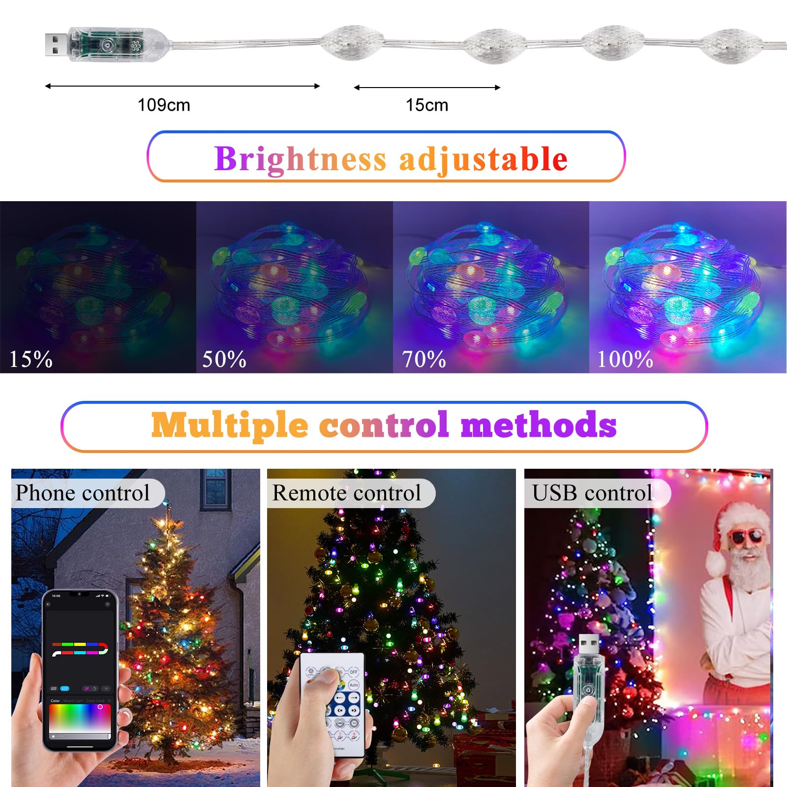 GEYUEYA Home Color Changing Fairy Lights 10M,66 LEDs Plug in Fairy Lights with Remote/APP Control Copper Wire Outdoor Christmas Lights Waterproof for Bedroom Wedding Halloween Decor - Image 3