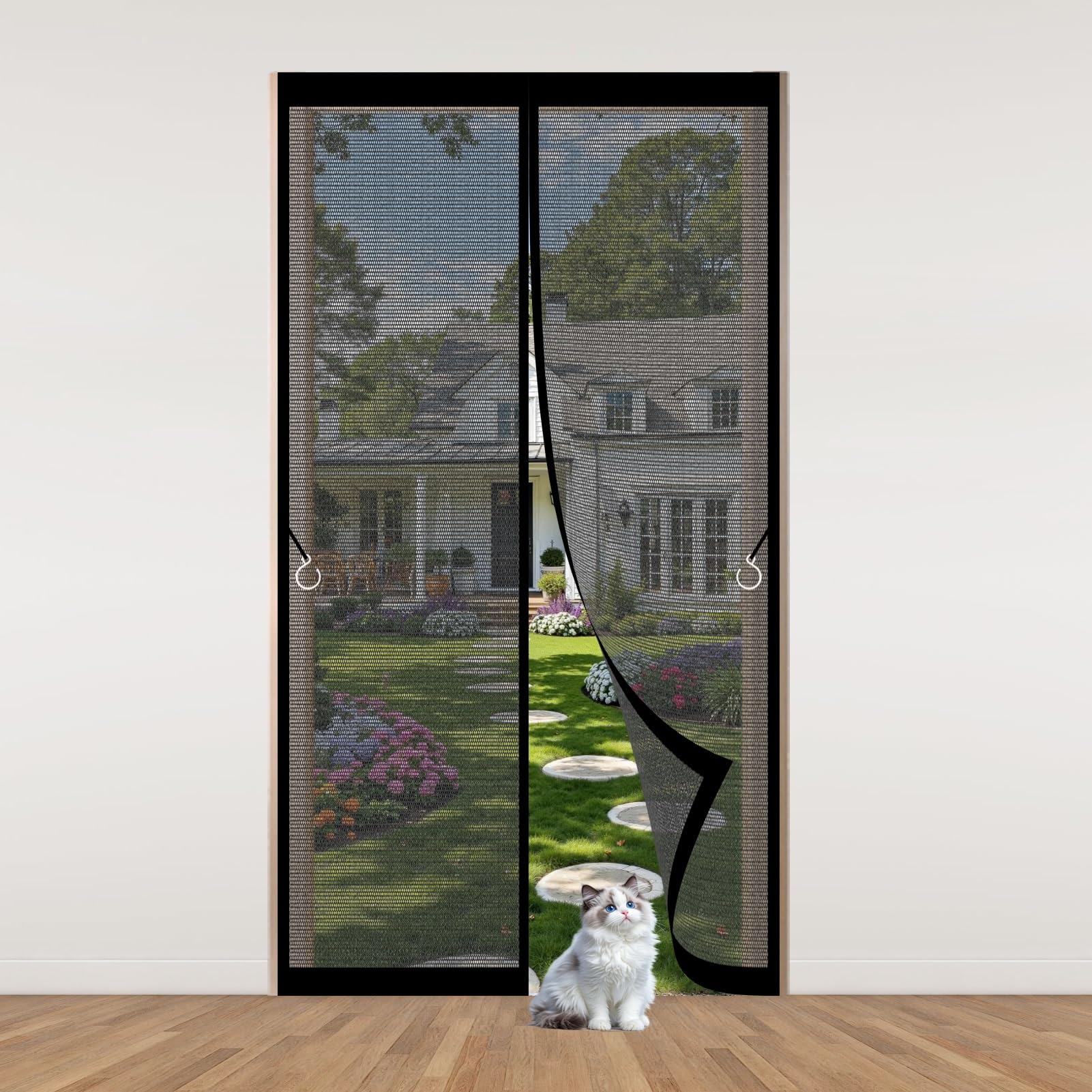Moustiquaire baie vitrée 140x237 cm magnétique noire pour porte de balcon