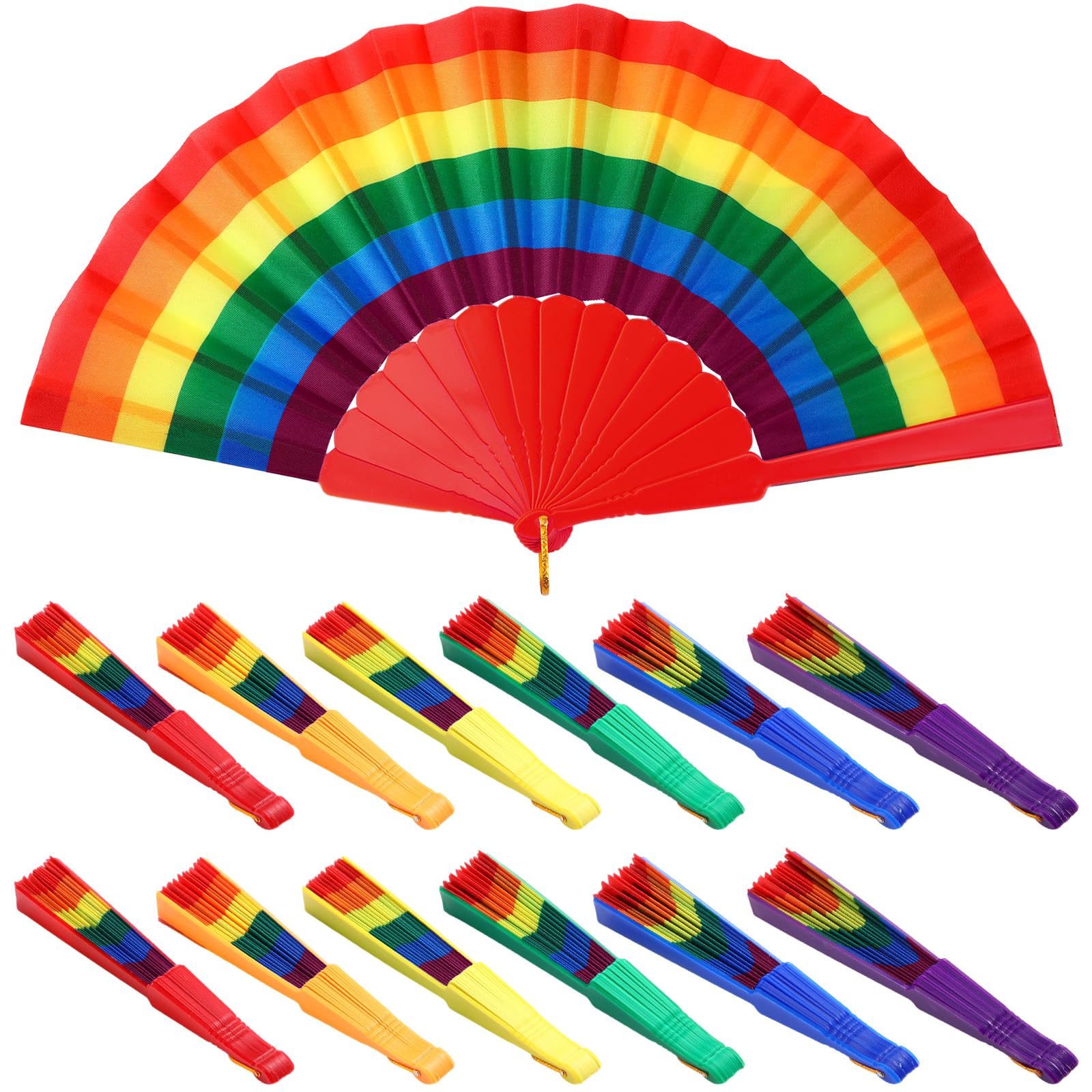 Photo 1 of Yahenda Rainbow Folding Hand Fans - 24 Pcs