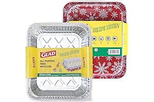 Glad Disposable Aluminum Pans in Red & White Snowflake Holiday Pattern with Lids