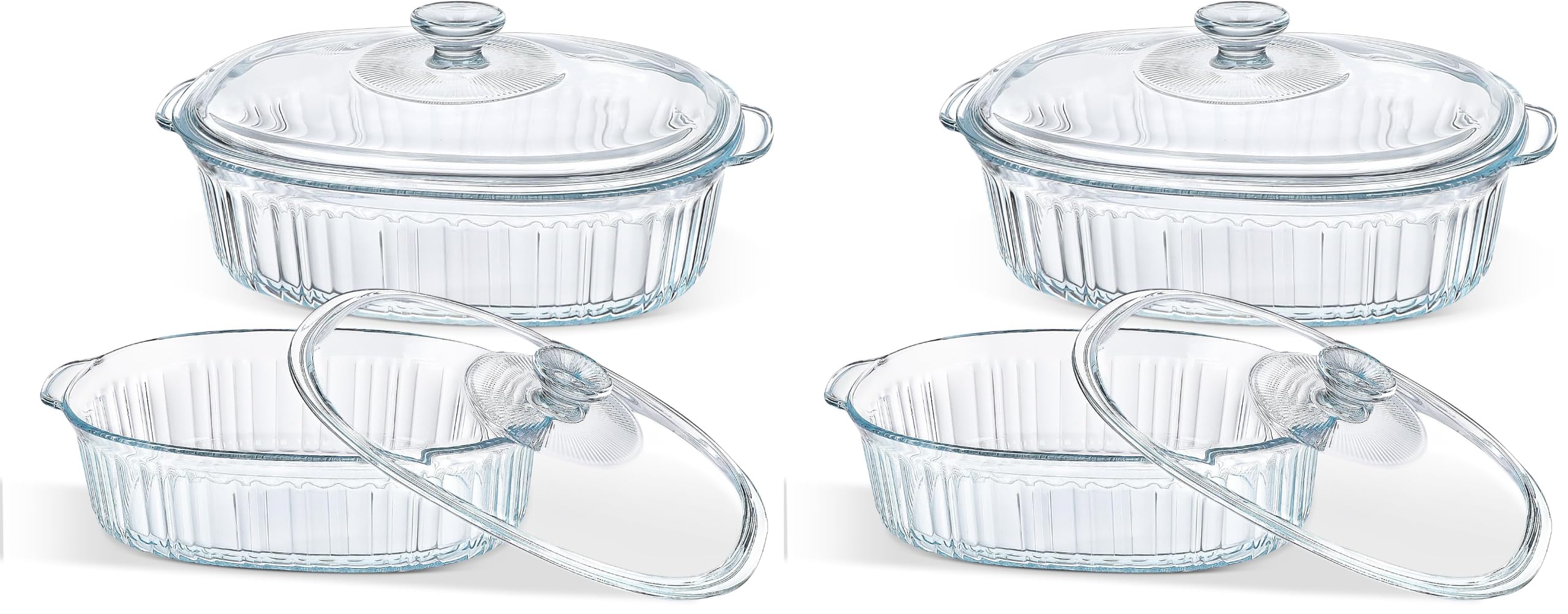 M MCIRCO 4-Piece Glass Casserole Baking Dish, Set of 2 Casseroles With Glass Lids, 1.9 Qt and 3 Qt (Pack of 2)