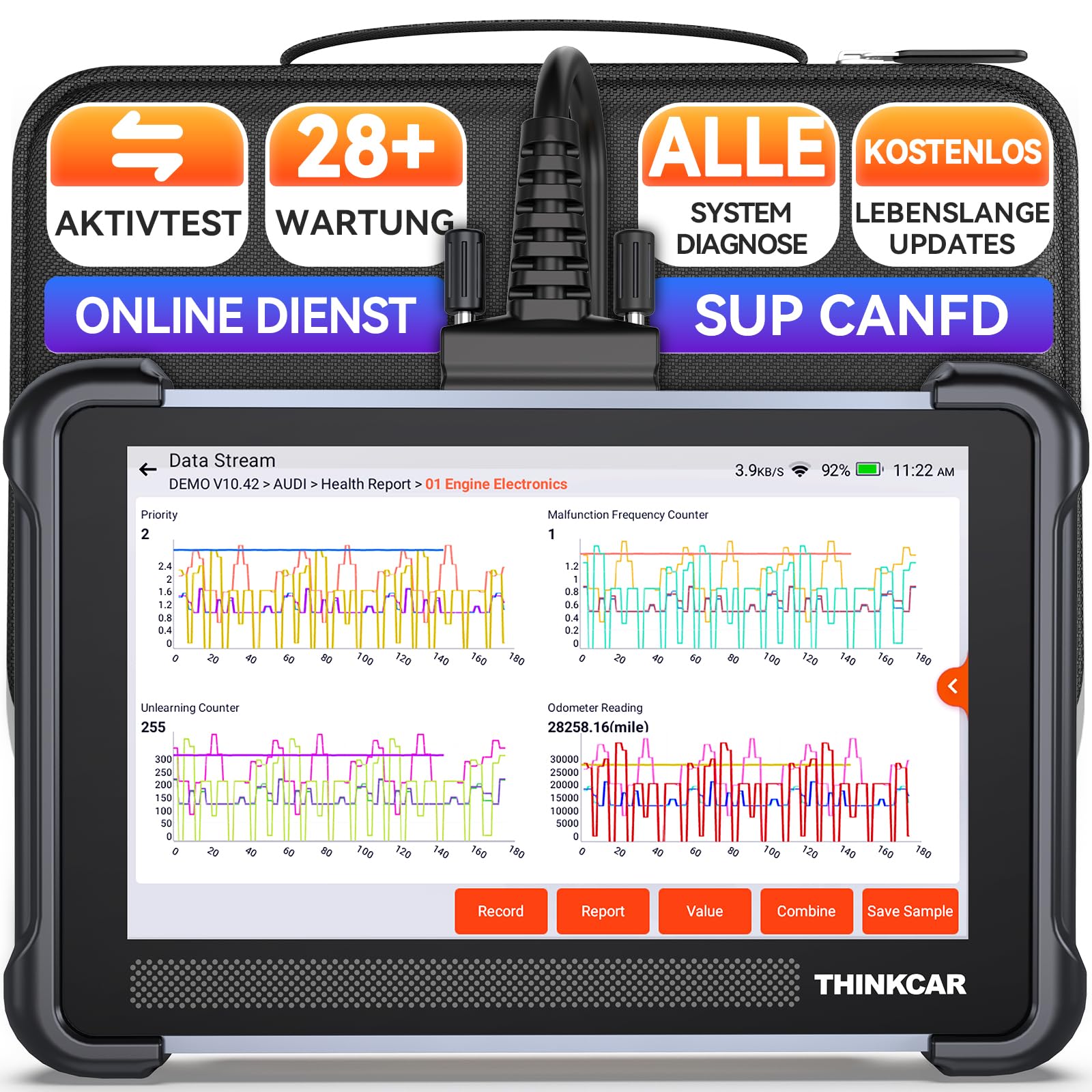 ThinkScan 672 OBD2 urządzenie diagnostyczne, samochód z funkcją resetowania 28+ i pełną diagnostyką systemu, czytnik samochodowy do aktywnego testowania, zaawansowane kodowanie ECU