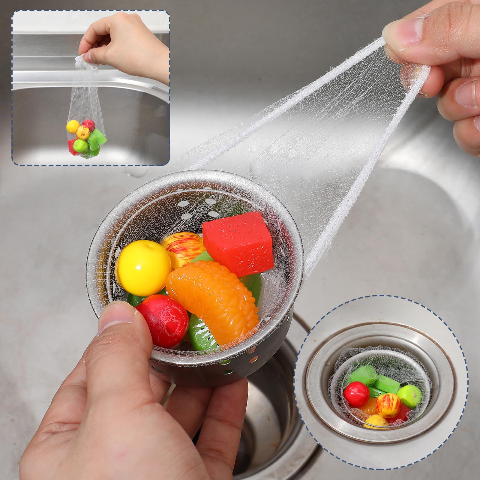 200 PCS Kitchen Sink Strainer Net Disposable Mesh Sink Strainer Bags Kitchen Sinks Filter Net Disposable Drain Nets Anti Clogging Elastic Mesh Trash Bag for Most Sizes - Image 4
