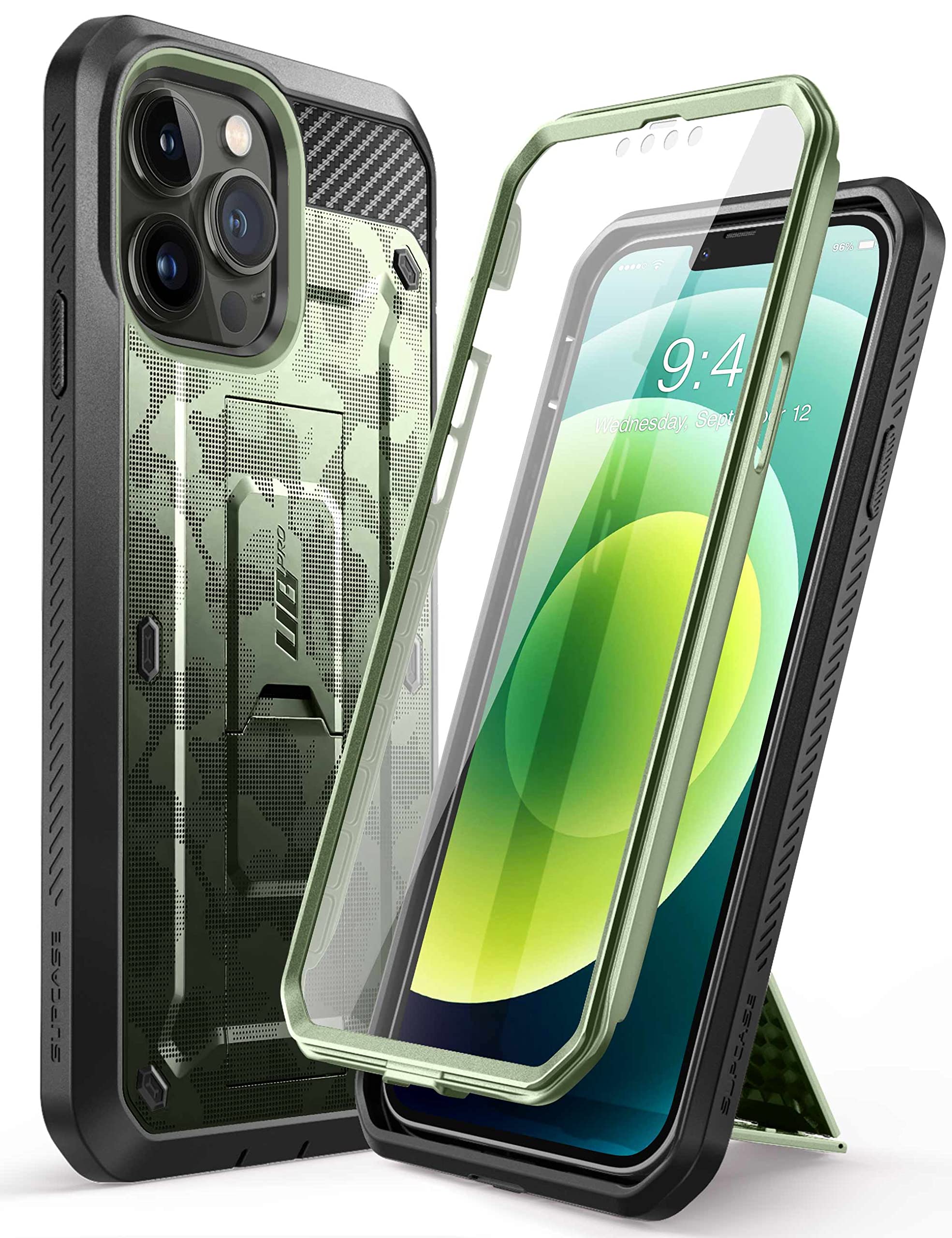 SUPCASE[Unicorn Beetle Pro Series] Case Designed For iPhone 13 Pro Max, 6.7" (2021 Release), Full-Body Rugged Holster Case With Built-in Screen Protector & Kickstand & Belt-Clip - CamoGrass