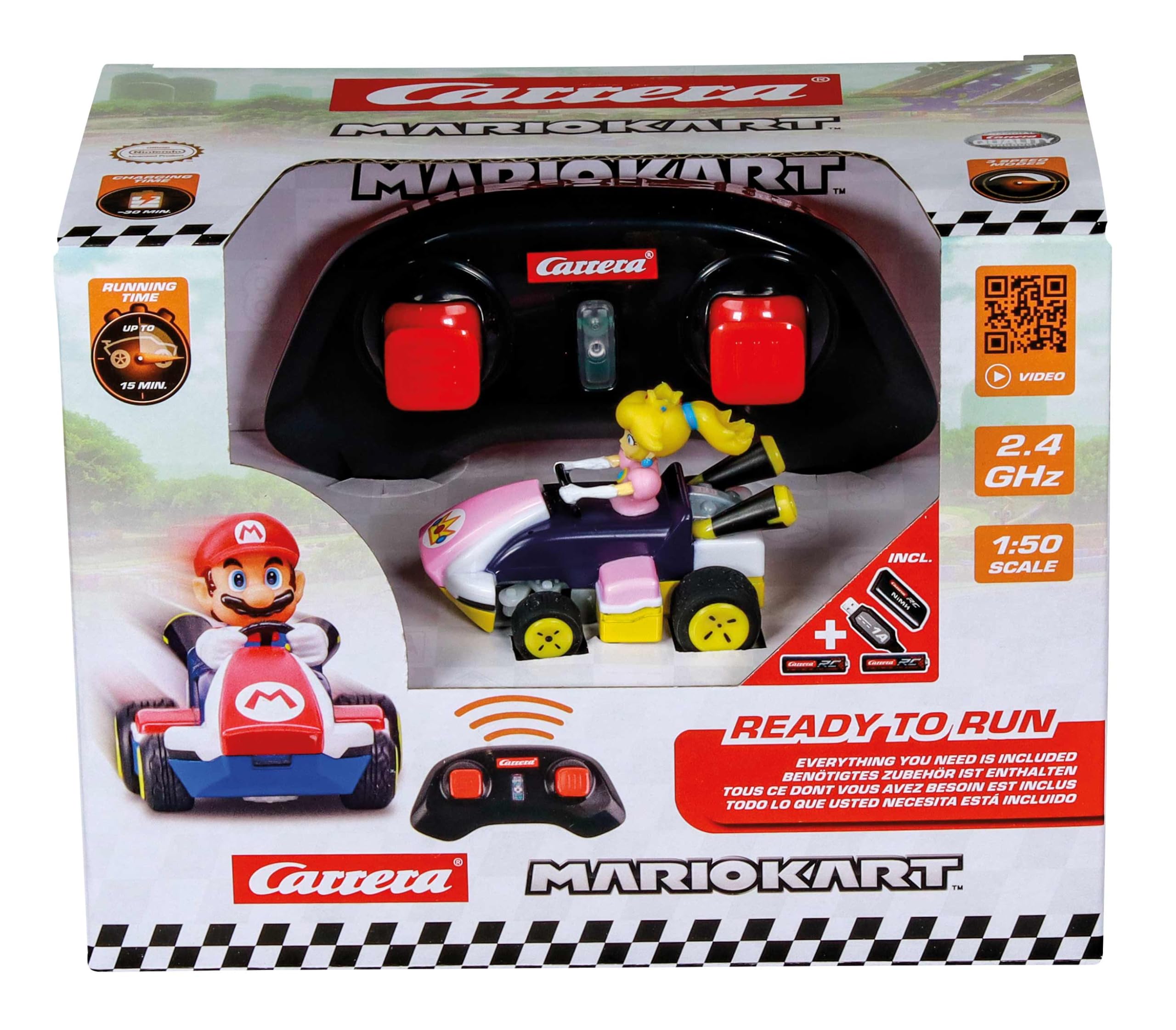 Coche Slot Carrera Peach – Escala 1:50 Del Universo Mario Kart – Fácil Control Para Principiantes A Partir De 3 Años – Multicolor Y Lleno De Diversión