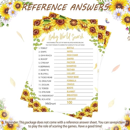 Miniatura 5 de Yinder 145 tarjetas de actividades para juegos de baby shower con 20 lápices, incluye descripción de bingo de bebé y deseos, adivina quién es el