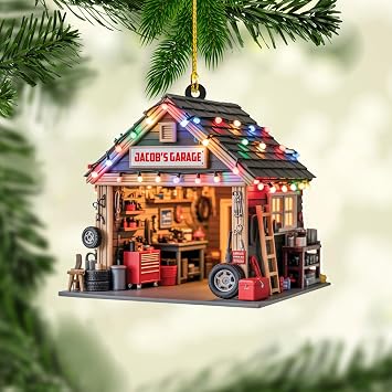 Personalized Mechanic Garage Christmas Ornament 2025, Custom Car Repair Shop Ornament with Tools Design, Xmas Tree Decoration & Gift for Mechanics, Car Lovers, Dads, Auto Repair Enthusiasts ON3