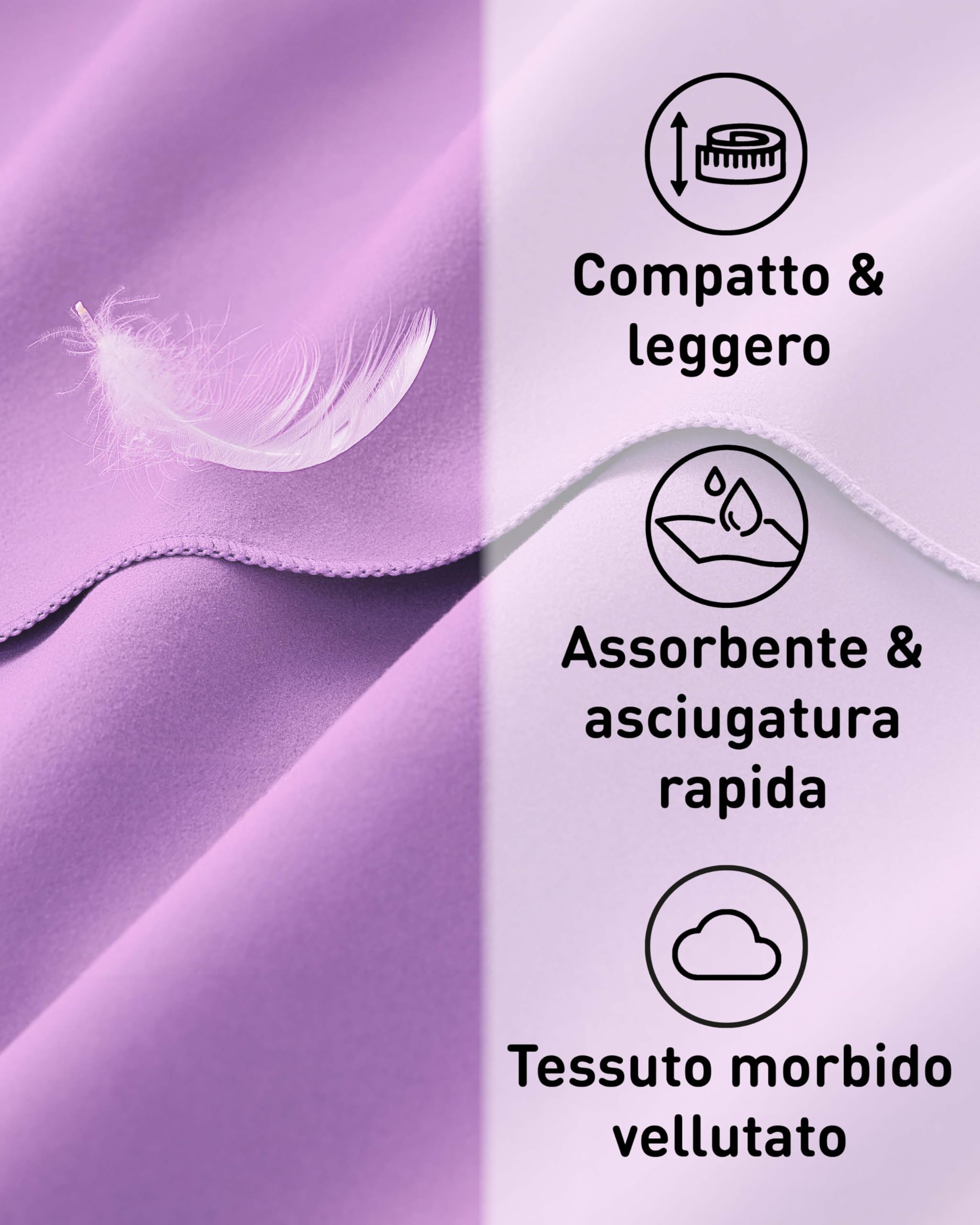Fit-Flip Asciugamani microfibra - il perfetto telo mare microfibra grande - asciugamano palestra compatto e ultraleggero - asciugamano microfibra - ottimale per viaggio, sport e palestra
