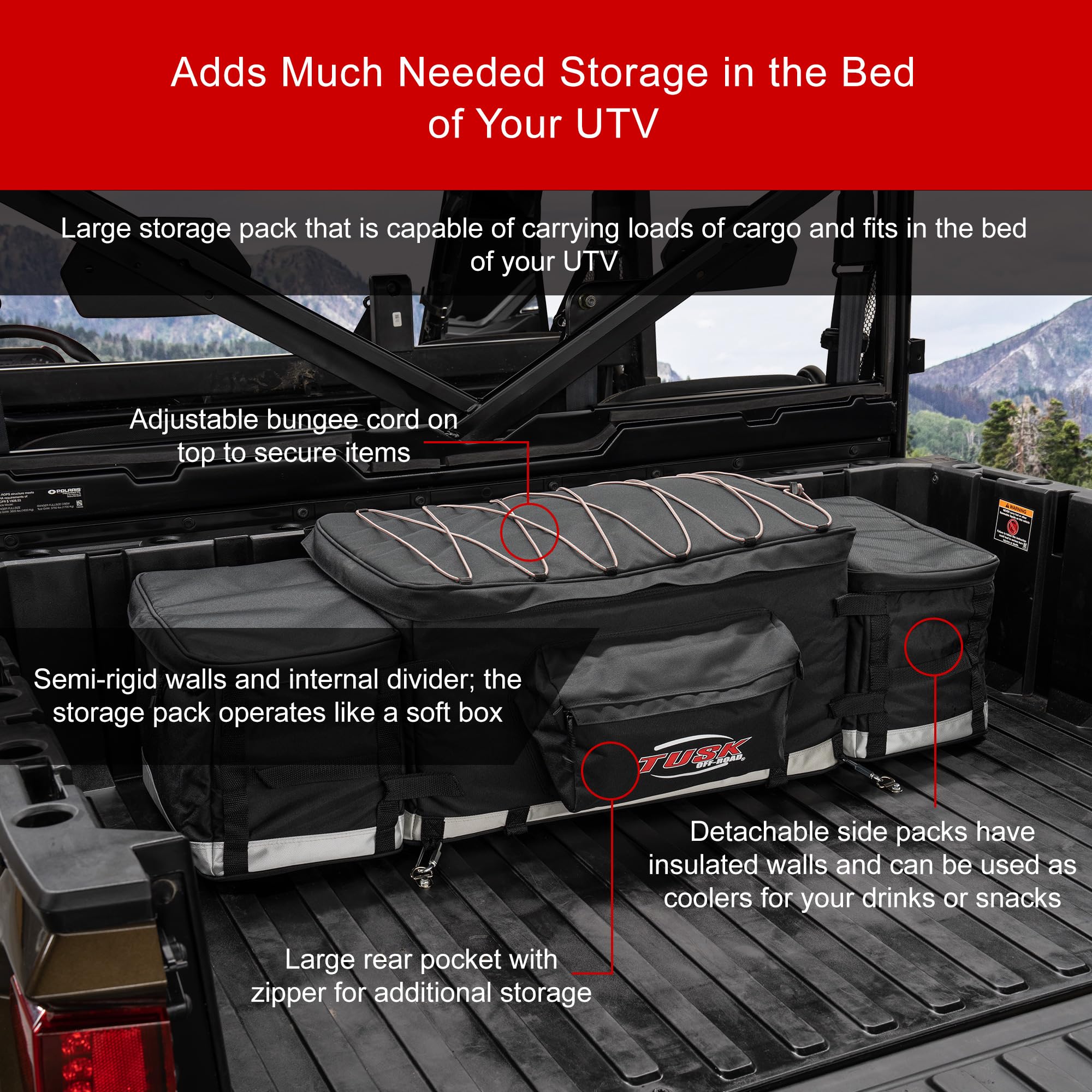 Tusk Modular UTV Storage Pack Black Compatible with Can-Am Maverick 1000R 2013-2018
