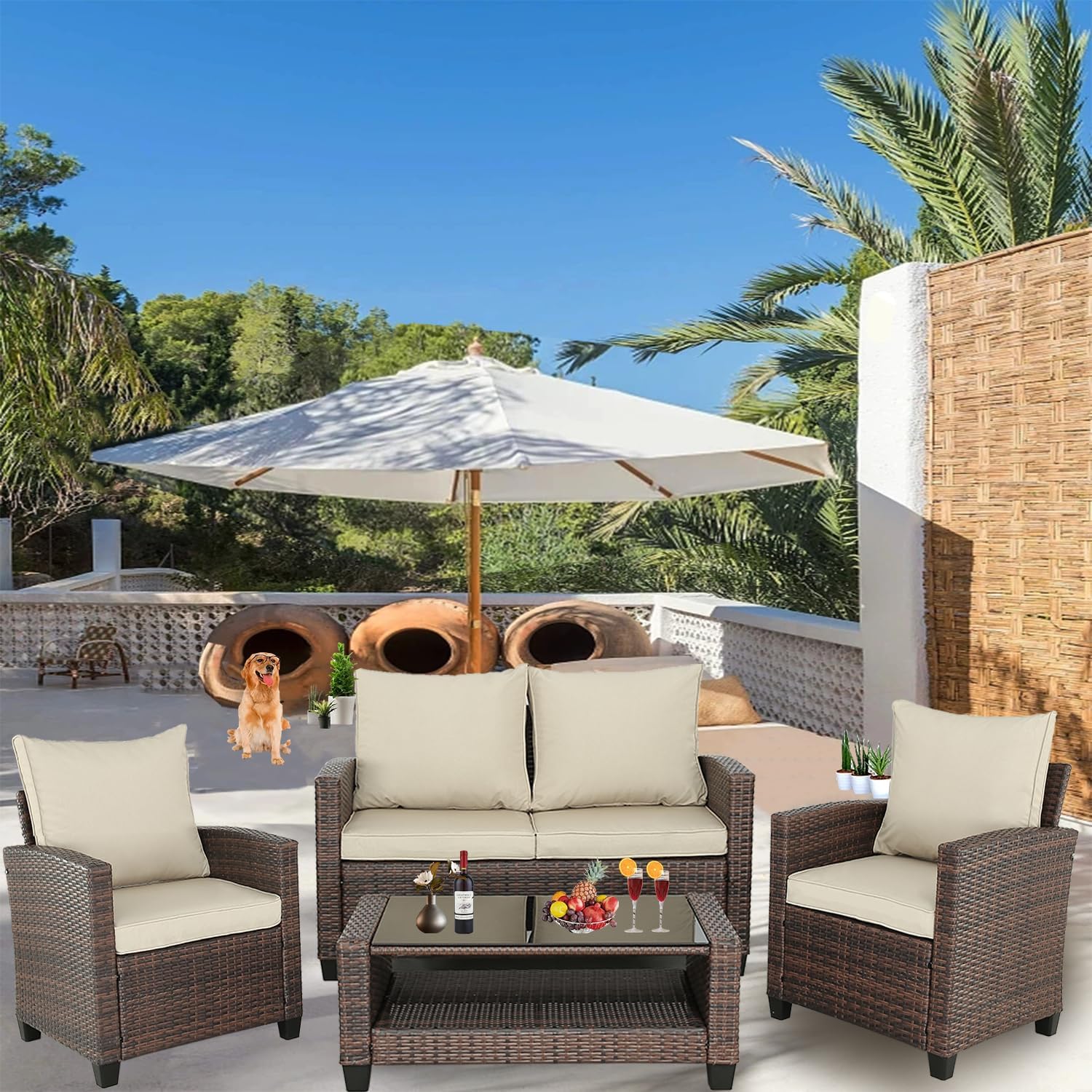 Furnivilla 4 Pieces Patio Furniture Sets Outdoor Sectional