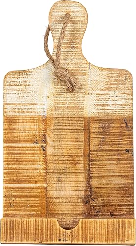 Miniatura 7 de Creative Co-Op Soporte para tableta de madera sumergida blanca envejecida