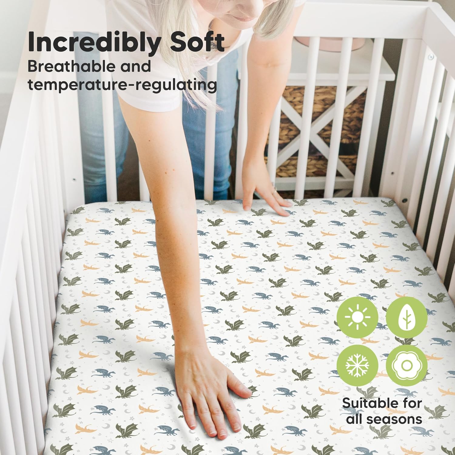 Keababies Pack and Play Sheets Fitted, 2-Pack Mini Crib Sheets and 2-Pack Sleep Sacks, 100% Cotton - Fitted Crib Sheet for Pack and Play Mattress - Wearable Blanket Baby Sleeping Sack, Swaddle Sack