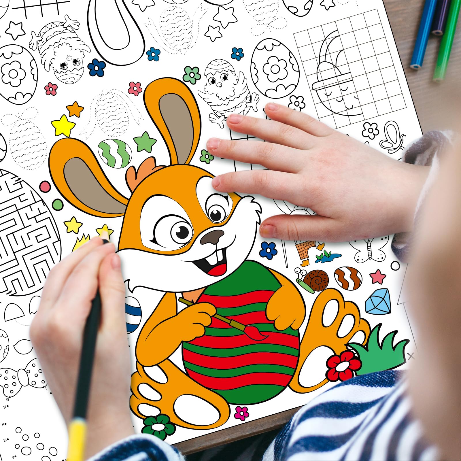 2er-Set Oster-Maltischdecke Aus Kraftpapier – 274x137 Cm, Mit Hasen, Eiern & Blumen – DIY-Malspaß Für Kinder, Schulpartys & Feiertage 2er-Set Oster-Maltischdecke Aus Kraftpapier – 274x137 Cm, Mit Hasen, Eiern & Blumen – DIY-Malspaß Für Kinder, Schulpartys & Feiertage