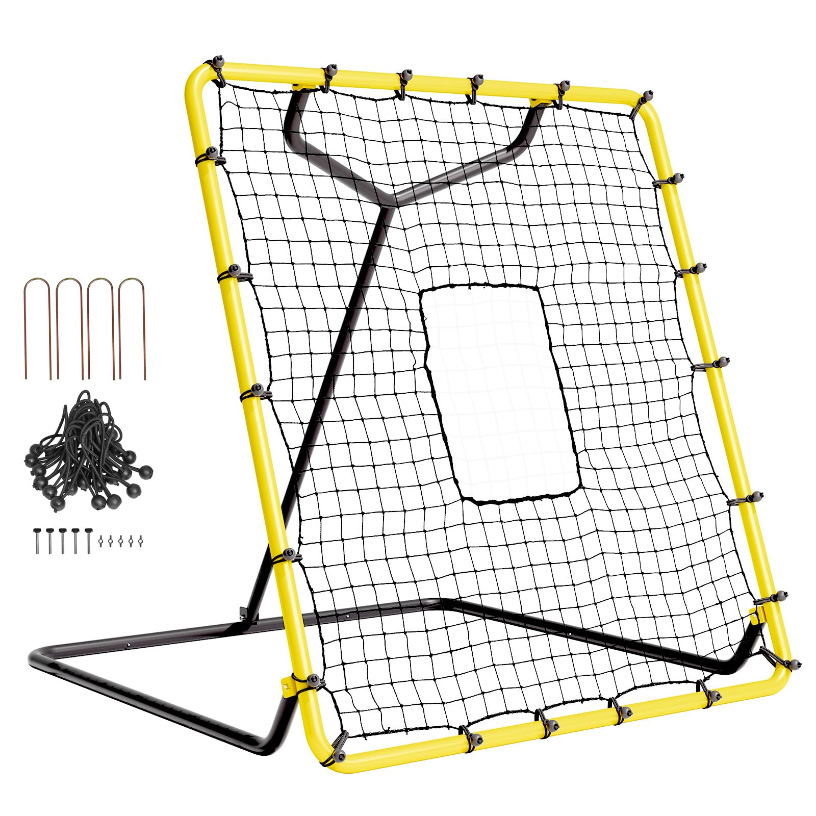VEVOR Rete da Rimbalzo per Baseball Softball, Rete da Baseball PitchBack 1219,2x1371,6mm per Allenamenti Lancio Fielding, Rete Rimbalzo per Allenatore, Rete da Battute Angolo Regolabile Allenamento