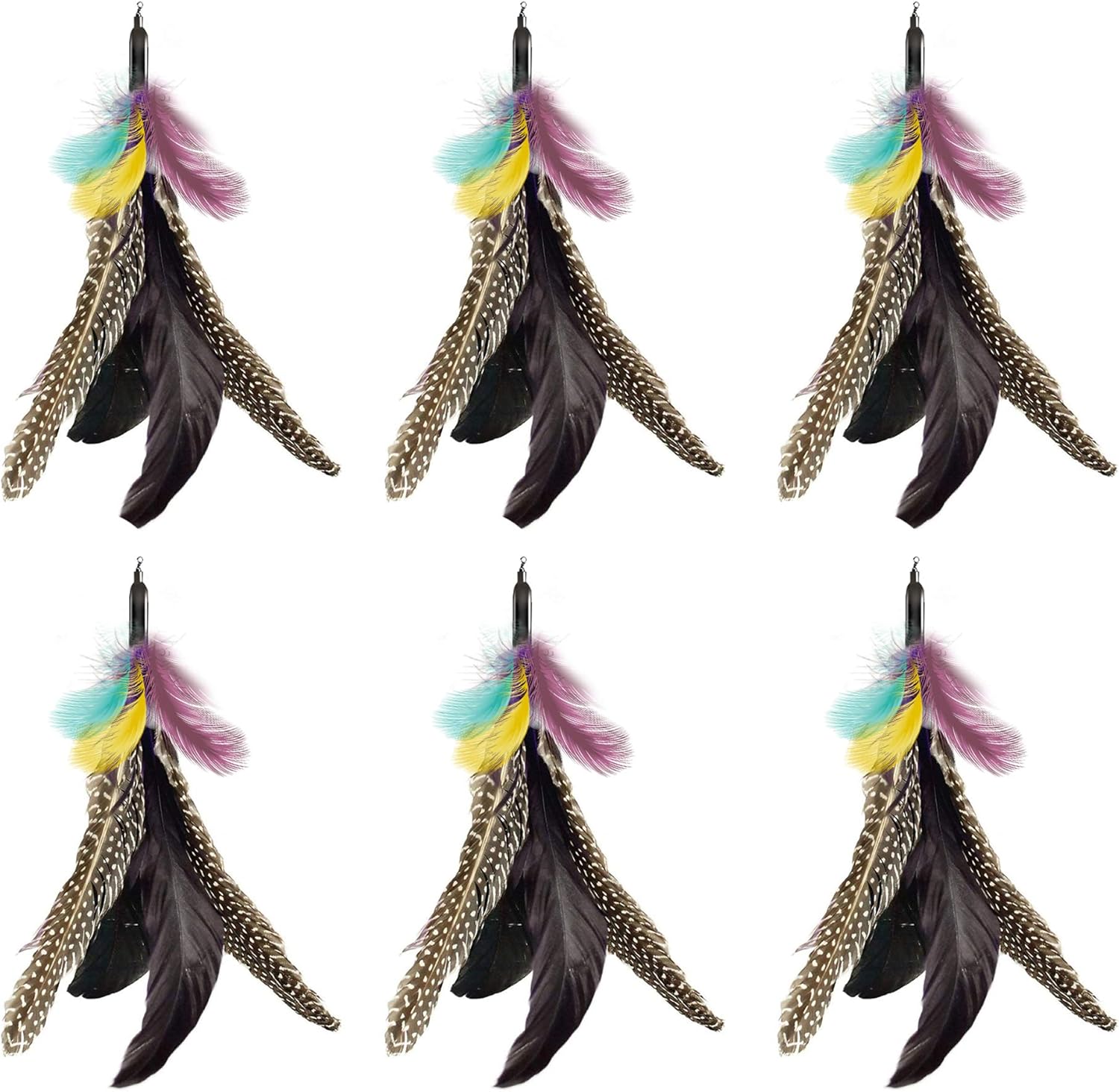 Handmade Natural Feather Cat Toy Dah Bird Refills – Interactive Cat and Kitten Toy – 6 Pack