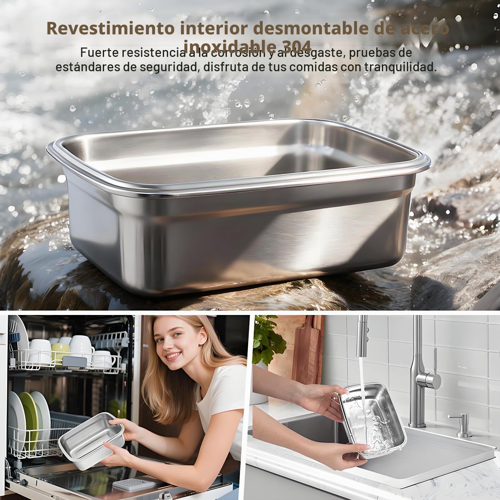 1 L - Cuenco calefactor con batería, caja de almuerzo eléctrica inalámbrica para adultos, 16000 mAh recargable con temporizador para viajes, oficina, picnic (blanco)