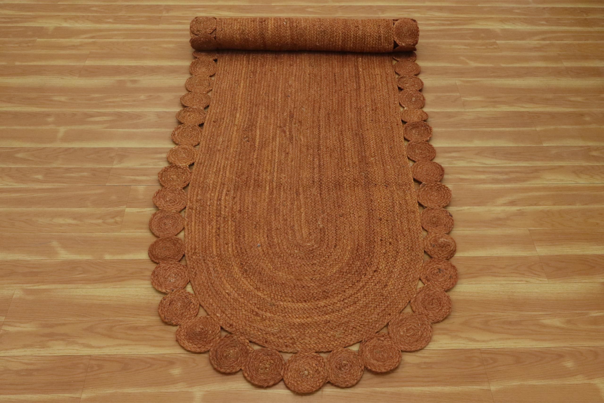 Ovaler Kelim-Läufer, 2,6 x 18, Kelim-Teppich, Orange, solides Design, 0,19 Zoll dick, Flachgewebe-Teppich für den Innen- und Außenbereich, für Eingangsbereich, Flur und Treppenläufer