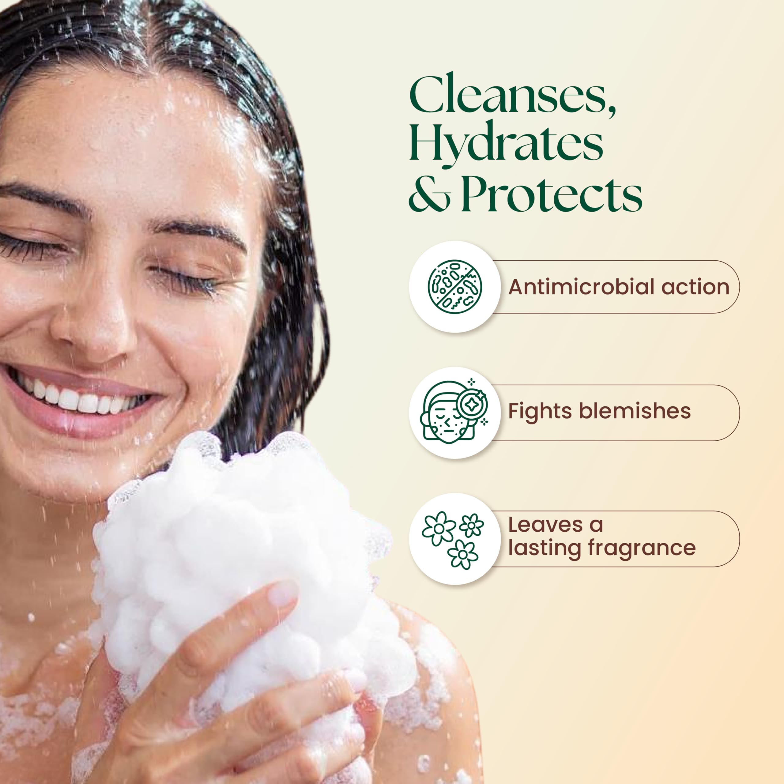 Moha Herbal Shower Gel with Neem, Tea Tree, Orange & Coconut for Soft, Supple & Moisturized Skin | Ayurvedic Body Wash for Deep Cleansing, Hydrating, Moisturising & Detoxifying | Reduces Pimples, Fights Germs & Skin Infection | Gentle Exfoliating Cleanser for Daily Use | Natural, Dermatologist Tested & Ph Balanced for All Skin Types - 200 Ml