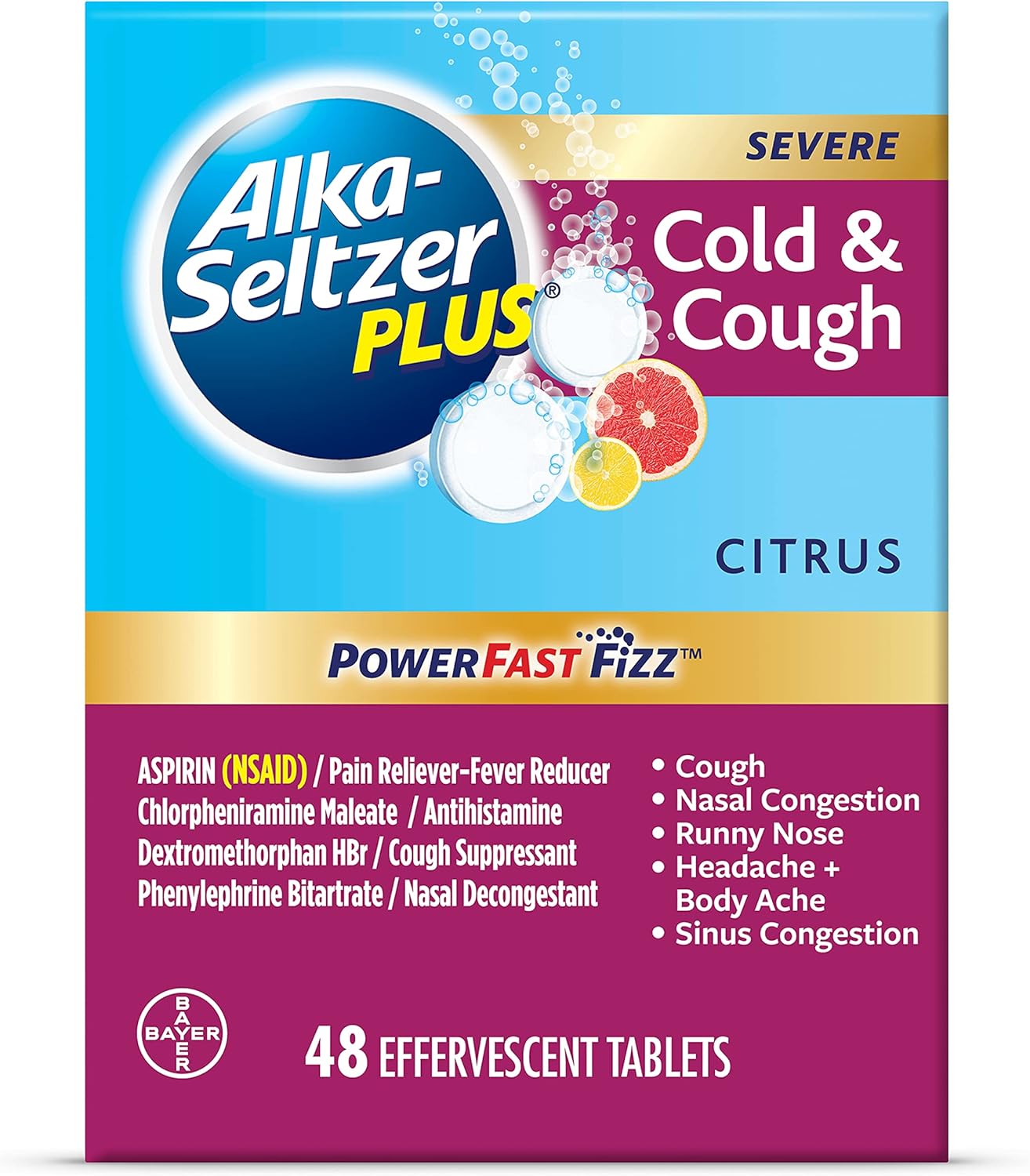AlkaSeltzer Plus Severe,Cold & Cough Medicine For Adults