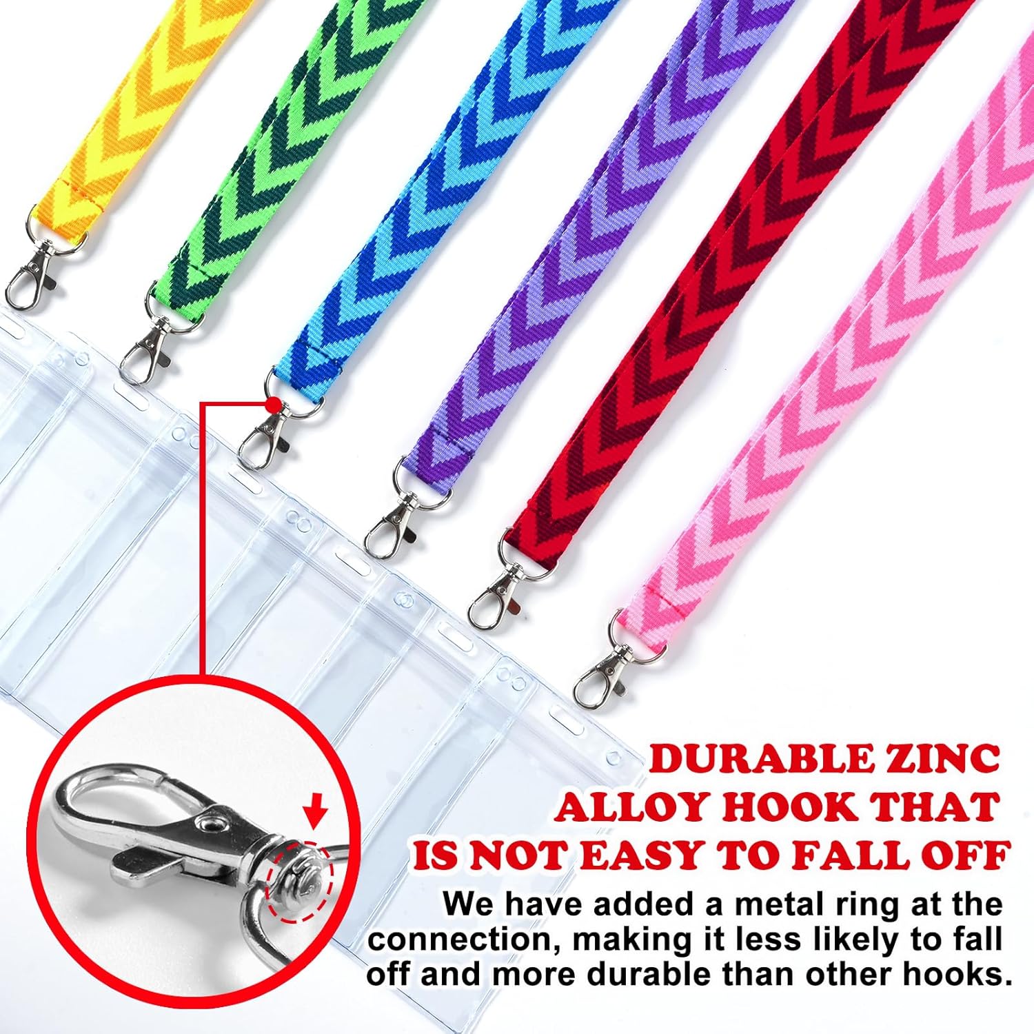 12 Pack Win-Win Double V Breakaway Lanyards with ID Card Holders, Cruise Lanyard with Waterproof ID Holder（Multi6C,12P） - Image 3