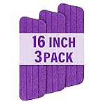 16.5 inch Mop Pads Refills, 3 Pack Microfiber Reusable Replacement Mop Pads Flat Replacements Heads for Wet Or Dry Floor Cleaning and Scrubbing, Purple Cloth