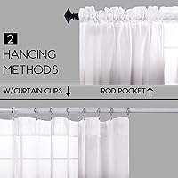 Vista 4 de KOUFALL Cortinas de ventana de baño para ducha, juego de 2 paneles de cortinas cortas transparentes en blanco y negro para cocina, dormitorio