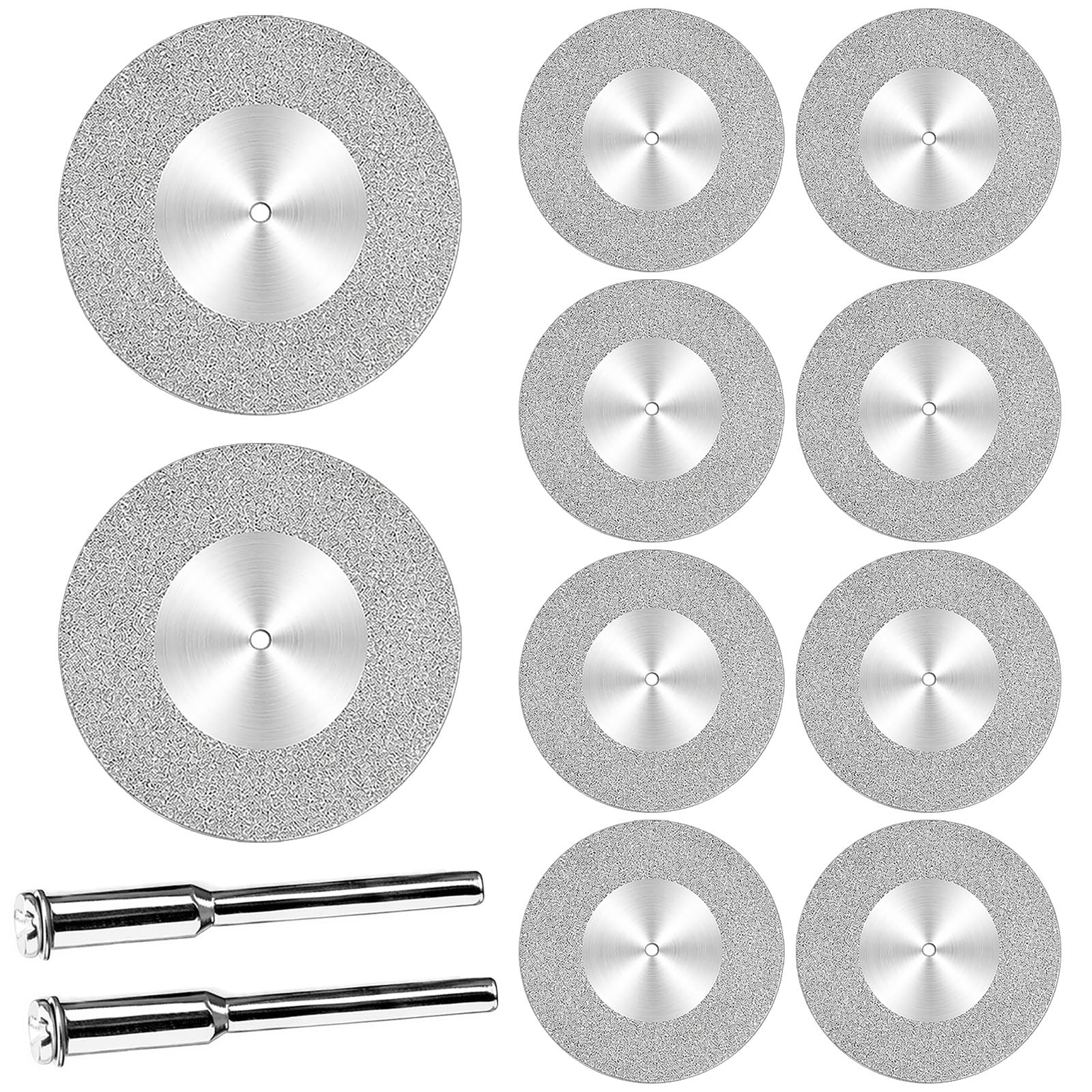 Msjuwek 10Pcs 40mm Diamond Cutting Discs with 2 Mandrels, Premium Rotary Tool Accessories for Metal, Glass, Tiles, Ceramics & Gem Stones, Mini Cutting Discs for DIY Crafts