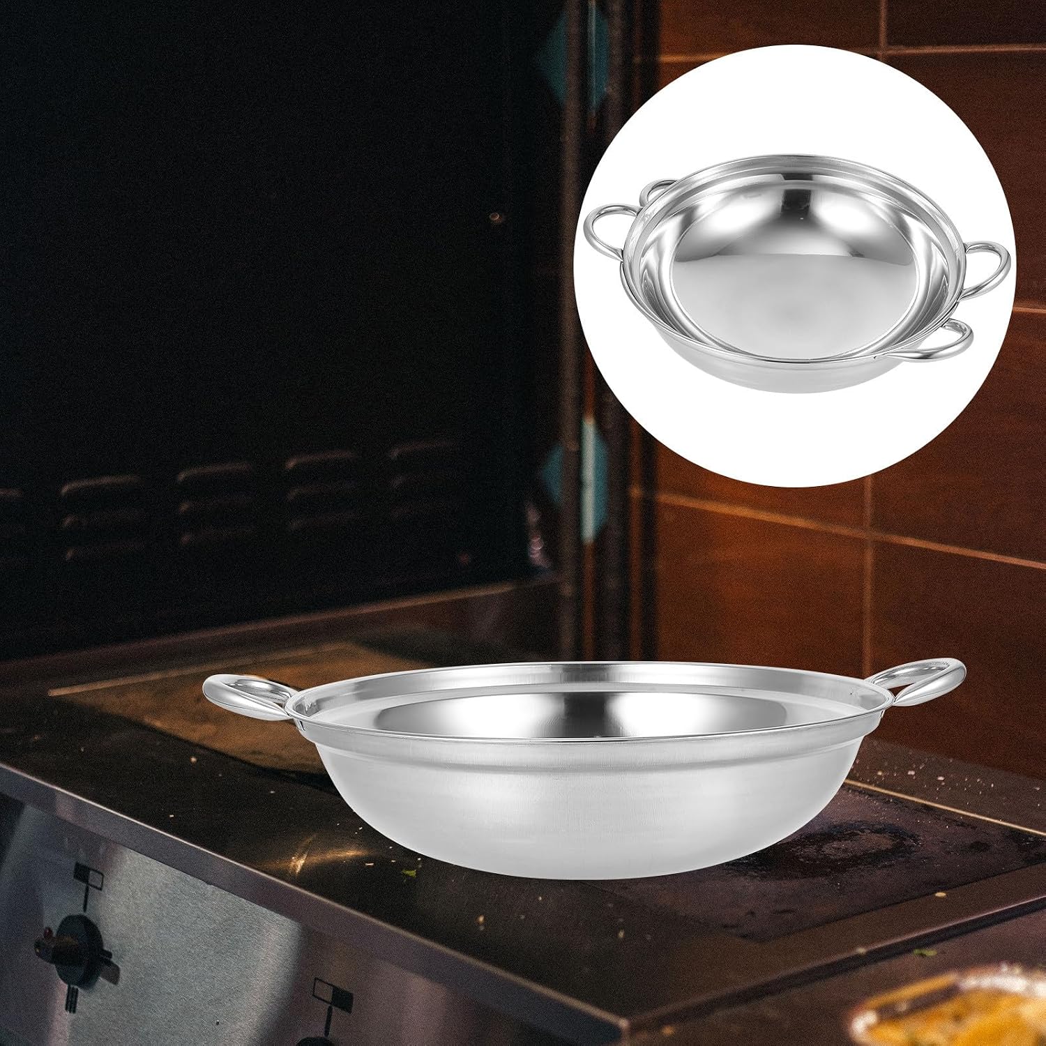 2pcs Stainless Steel Double Handle Cooking Pot for Home Kitchen