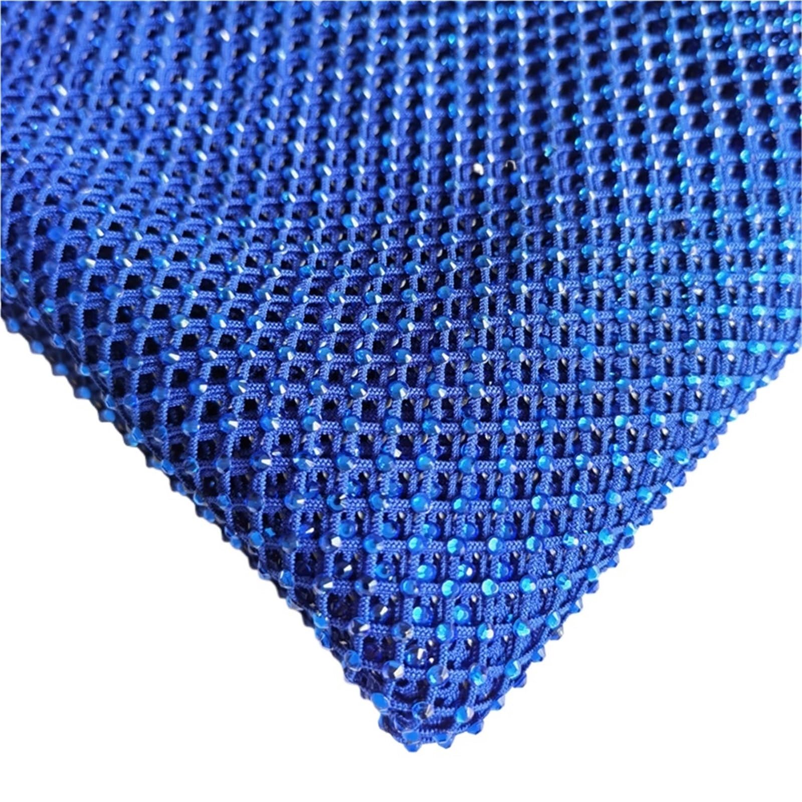 Tissu maille avec strass SS10 multicolores bleu foncé de 0,45m pour couture et loisirs créatifs