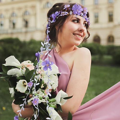 Miniatura 4 de Diadema de flores para mujeres - Corona floral de hadas para princesa, diadema floral para Renacimiento, feria renacentista, cosplay de boda