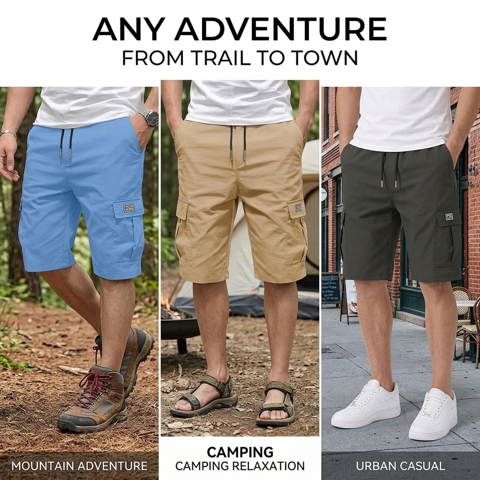 Men's Sport Cargo Shorts - 2026 New Men’s Casual Tactical Style Drawstring Stretch Cargo Shorts — view 7