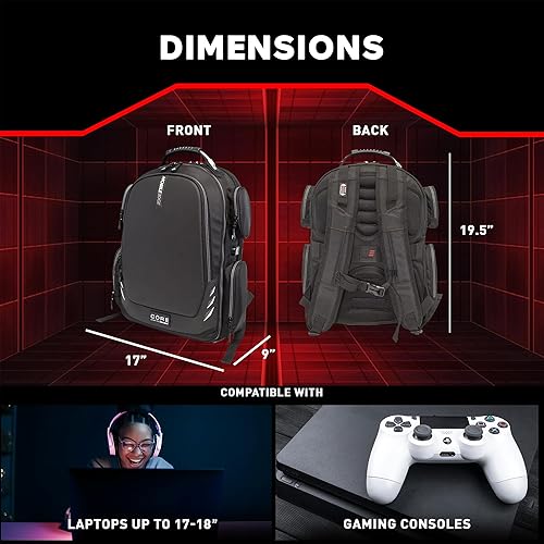 Miniatura 3 de Mobile Edge Mochila Core Gaming para portátiles de 17 a 18 pulgadas, con puerto de carga USB y cable, compatible con TSA, Negro -, Mochila para